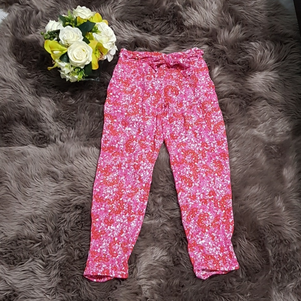 Zara Girls Pink Red Floral Pants Soft Collection♥️